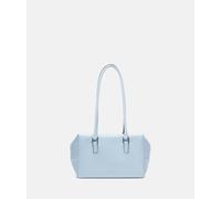 Handliche Schultertasche aus Leder mit glossy Finish blau
