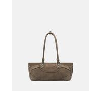 Handliche Schultertasche aus Veloursleder beige