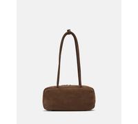 Handliche Schultertasche aus Veloursleder braun