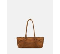 Handliche Schultertasche aus Veloursleder gelb
