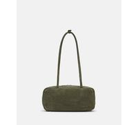 Handliche Schultertasche aus Veloursleder olive
