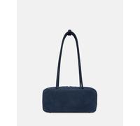 Handliche Schultertasche aus weichem Veloursleder blau