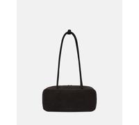 Handliche Schultertasche aus weichem Veloursleder braun