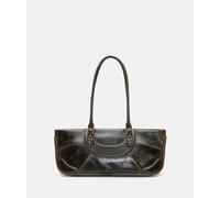 Handliche Schultertasche in Lacklederoptik braun