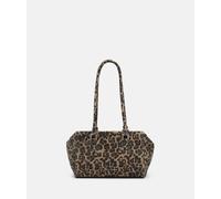 Handliche Tasche aus Veloursleder mit Leo-Print beige