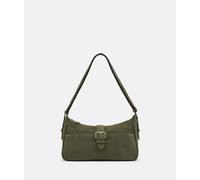 Handliche Tasche aus Veloursleder olive