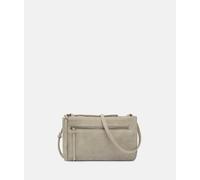 Handliche Umhängetasche aus weichem Veloursleder beige