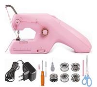 Handnähmaschine mit Doppelfaden, Tragbare Elektrische Mini Nähmaschine mit Zubehör und Unterfaden für Anfänger für Kleidung, Stoffe, Cutain, Heimreisen