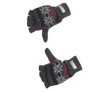 Handschuh mit Klappe und Norweger Muster Thinsulate für Damen grau, One Size