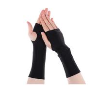 Handschuhe Lang 2 paar Sonnenschutz Fingerlose Lange Handschuhe Frauen Arm Kühlen Sommer Solide Fäustlinge Halbe Finger Ärmeln Schwarz Weiß Nude(Fingerless black)