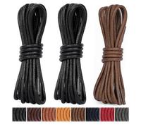 Handshop 3 Paar Schnürsenkel für Herren, Ersatzschnürsenkel für Damenschuhe, gewachste runde Schnürsenkel für Damen Oxford Schuhe und Chukka(Schwarz und Camel, 90cm)
