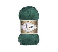 Handstrickgarn, 100 % Mikrofaser-Acrylgarn, Alize Diva, Seideneffekt, Häkelgarn, Kunst, Spitze, Basteln, 4 Knäuel, 400 g, 1500 m, Farbe (453 North Sea)