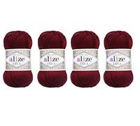 Handstrickgarn, 100 % Mikrofaser, Acrylgarn, Alize Diva, Seideneffekt, Häkelkunst, Spitzenhandwerk, 4 Knäuel, 400 g, 1400 m (57)