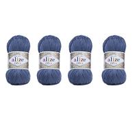 Handstrickgarn, 100 % Mikrofaser-Acrylgarn, Alize Diva, Seideneffekt, Häkelkunst, Spitzenhandwerk, 4 Knäuel, 400 g, 1400 m (353)