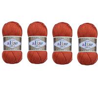 Handstrickgarn, 100 % Mikrofaser, Acrylgarn, Alize Diva, Seideneffekt, Häkeln, Kunst, Spitze, Handwerk, 4 Knäuel, 400 g, 1500 m (36)