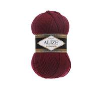 Handstrickgarn Alize LanaGold zum Häkeln, Stricken und Basteln, Wollmischung, warm, weich, natürlich, grob, handgewebt, Stricken, Häkeln, Strickwaren, Wolle, 4 Knäuel, 400 g, 1048 m, Farbe 57 Bordeaux