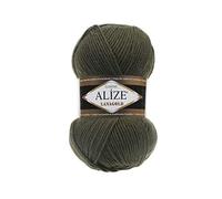 Handstrickgarn Alize LanaGold zum Häkeln, Stricken und Basteln, Wollmischung, warm, weich, natürlich, grob, handgewebt, Stricken, Häkeln, Strickwaren, Wolle, 4 Knäuel, 400 g, 1048 m, Farbe 29 Khaki