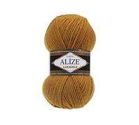 Handstrickgarn Alize LanaGold zum Häkeln Stricken und Basteln, Wollmischung, warm, weich, natürlich, grob, handgewebt, Stricken, Häkeln, Strickwaren, Wolle, 4 Knäuel, 400 g, 1000 m, Farbe 645 Senf