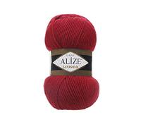 Handstrickgarn Alize LanaGold zum Häkeln, Stricken und Basteln, Wollmischung, warm, weich, natürlich, grob, handgewebt, Stricken, Häkeln, Strickwaren, Wolle, 4 Knäuel, 400 g, 1048 m, Farbe 56 Rot