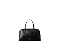 Handtasche CALVIN KLEIN "CK MEDIUM BOWLING BAG", Damen, Gr. B/H/T: 33cm x 19,5cm x 13cm, schwarz, Lederimitat, Polyester, Taschen Handtasche, Henkeltasche, Tragetasche mit CK-Logo (55507430-0) schwarz