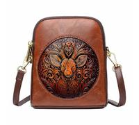 Handtasche Damen Klein Elegant Schultertasche Dirndl Tasche Oktoberfest Trachten Mode Crossbody Bag Pu Umhängetasche Handytasche Festlich Trachtentasche,Braun