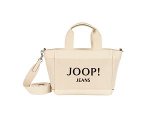 Handtasche JOOP JEANS "calduccio tela yvette handbag shz", Damen, Gr. B/H/T: 26,5cm x 21cm x 14cm, sanftes weiß, Textil, Taschen Handtasche, Damen Umhängetasche mit plakativem Logo (16752842-0) sanfte