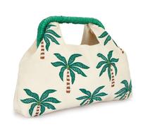 Handtasche LSCN BY LASCANA "Clutch, Abendtasche, Sommertasche, Damentasche", Damen, Gr. B/H/T: 32cm x 22cm x 2cm, beige, grün, Stoff, Textil, gemustert, Taschen Handtasche, NEU mit sommerlicher Palmen