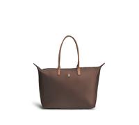 Handtasche TOMMY HILFIGER "POPETTE MAXI TOTE", Damen, Gr. B/H/T: 58cm x 36cm x 21cm, dunkelbraun, Leder, Nylon, Taschen Handtasche, Damen Schultertasche mit TH-Logoemblem (36636342-0) dunkelbraun