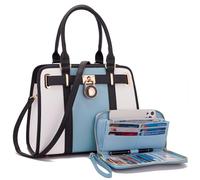 Handtaschen-Set für Damen, Schultertaschen, Griff oben, Arbeitstasche, Tragetaschen-Set mit passender Geldbörse, 2-teilig, A52, 2 Stück/Set, Weißblau
