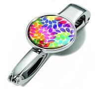 Handtaschenclip und -halter mit Dekor - #BGH03-A084 - Metall - glänzend - Motiv: "COLOURFUL LEAVES" - hält bis zu 5 kg - das Original von TROIKA