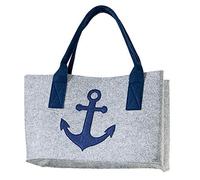 Handwerk Gilde Filztasche Shopper grau mit blauen Anker 40x26x8 cm