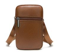 Handy Gürteltasche Herren Braun, Umhängetasche Leder Herren Braun, 6.5" Klein Leder Handy Hüfttasche Umhängetasche Beutel Bügel Schultertasche Handytaschen Hüfttaschen Gürtelclip mit Gürtelschlaufe