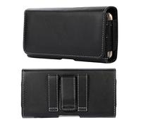 Handy Gürteltasche Leder Schwarz, Vertikal Bauchtasche Handy Leder, Horizontal Männer Handytasche mit Clip Universal Leder Smartphone Hüfttasche Gürtel Hülle Telefontasche Brieftasche mit Kartenhalter