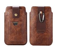 Handy Gürteltasche mit Clip Leder Herren, Hüftentasche Handy Leder Braun, Herren Leder Bauchtasche Handyhülle mit Gürtelschlaufe Handytasche Holster Brieftasche mit Kartenfächer Stifthalter Karabiner