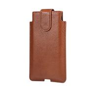 Handy Hüfttasche mit Gürtelschlaufe Leder Braun, Vertikal Gürteltasche Handy Herren Leder, Gürteltasche Kleine Bauchtasche Geldbeutel Handytasche mit Kartenfächer Herrentasche für Outdoor Wandern