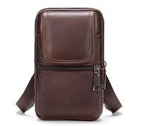 Handy Schultertasche Leder Herren, Handy Gürteltasche mit Gürtelschlaufe, Handytasche mit Geldbörse zum Umhängen Reißverschluss Handyhülle mit Portemonnaie Umhängetaschen Beutel Bügel Crossbody Tasche