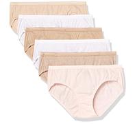 Hanes 6 Stück atmungsaktive Baumwoll-Hipster Höschen für Damen, Weiches Taupe, Weiß, Nackt, Klar Poliert, Meliert Nude, Tupfen Süßer Zuckerblume, 6