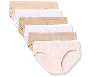 Hanes 6 Stück atmungsaktive Baumwoll-Hipster Höschen für Damen, Weiches Taupe, Weiß, Nackt, Klar Poliert, Meliert Nude, Tupfen Süßer Zuckerblume, 6