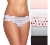 Hanes Damen 5er-Pack ComfortSoft Stretch Panty Hipster-Höschen, Ballerina Slipper Heather, weiß, Quad Dots, Beton Heather, schwarz, 9