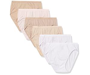 Hanes Damen 6er-Pack atmungsaktive Baumwolle Hi-Cut Panty Slip, Soft Taupe/Weiß, Nude, Light Buff, Nude Heather, Sugar Flower Sweet Dot, 7