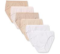 Hanes Damen 6er-Pack atmungsaktive Baumwolle Hi-Cut Panty Slip, Soft Taupe/Weiß, Nude, Light Buff, Nude Heather, Sugar Flower Sweet Dot, 36