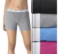 Hanes Damen-Boxershorts, mittlere Oberschenkel, Stretch-Baumwolle, 4er-Pack, L