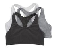 Hanes Damen Racerback-Bralette-Packung, Sport, Einfarbig Oder Sortiert, 3er-Pack BH, Undurchsichtige, Weiß/Beton Heather/Schwarz, Large
