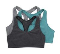 Hanes Damen Racerback-Bralette-Packung, Sport, Einfarbig Oder Sortiert, 3er-Pack BH, Undurchsichtige, Concrete Heather/Isle Green/Sky Grey Heather, Medium