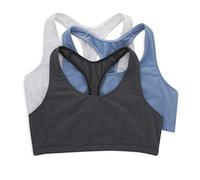 Hanes Damen Racerback-Bralette-Packung, Sport, Einfarbig Oder Sortiert, 3er-Pack BH, Undurchsichtige, Weiß/Jeansjacke/Sky Grey Heather, XX-Large