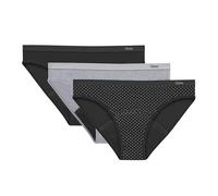 Hanes Damen Comfort, Super Leaks Post-Partum & Period Underwear, 3-Pack Unterwäsche im Bikini-Stil, Schwarz/Beton Heather/Schwarz, L (3er Pack)