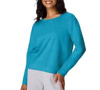 Hanes Damen Crewneck Sweatshirt EcoSmart Fleece Pullover mit V-Einkerbung – Bold Blue Heather, XL