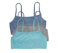 Hanes Damen Cropped Bralette, Breathable Pullover Bra, Crop Top, Solid Or Assorted, 3-Pack BH, Jeansjacke/Concrete Heather/Ultra Blue, small (3er Pack)
