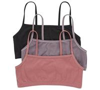 Hanes Damen Cropped Bralette – 3er Pack Baumwolle, S, Schwarz/Spiced Feige/Terra Red