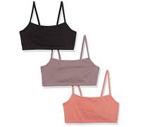 Hanes Damen String, Low Impact, kühlender Stretch-Baumwoll-Bralette, 3er-Pack BH, Schwarz/Spiced Feige/Terra Red, Large